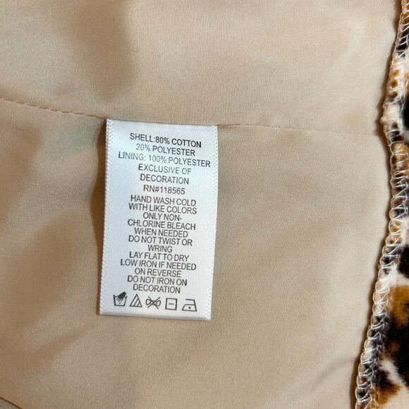 Quacker Factory Brown Leopard Print Quilted Sequin Lined Large Vest Glamour - Picture 12 of 13